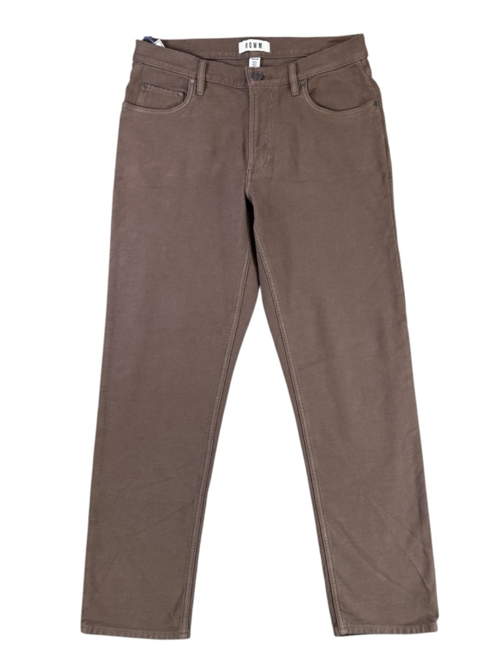 ROWM Stretch Straight Leg 5-Pocket Pants Mens 34x30 Tobacco Brown Slim Brand New